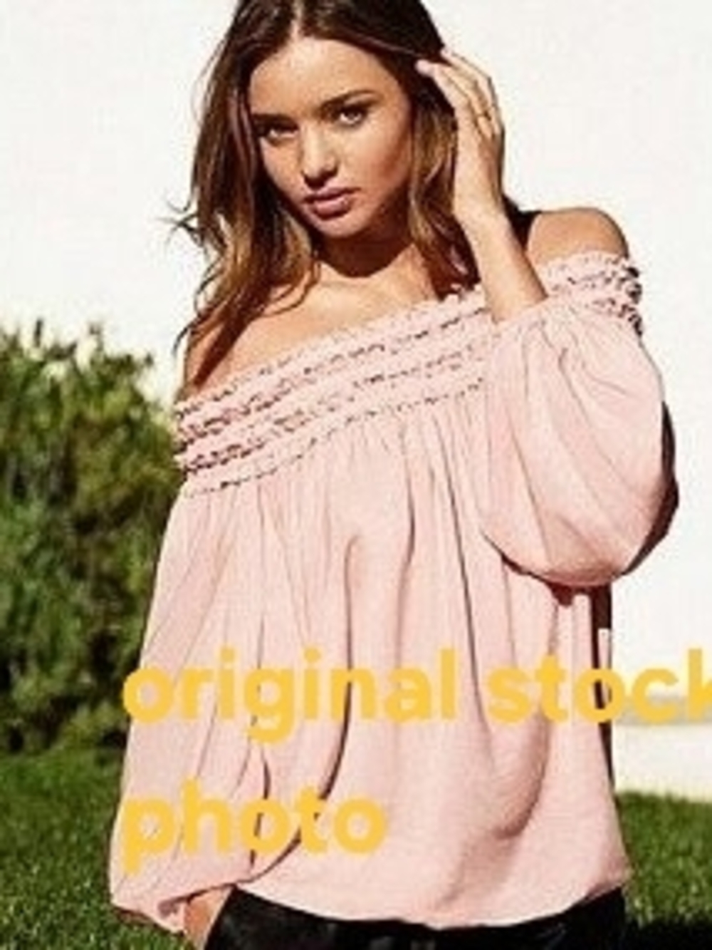 H&M Pink Smocked Off-Shoulder Top